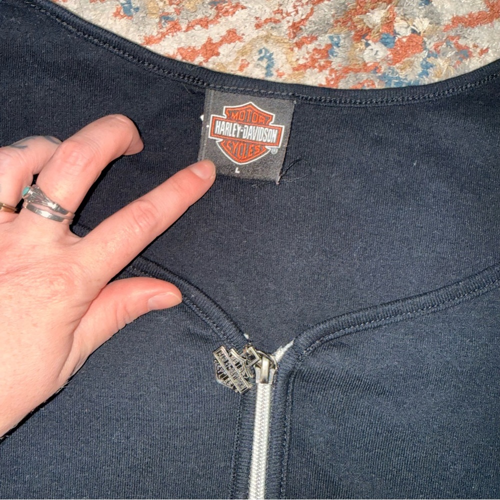 Harley Davidson Black Zip-Up Cardigan - Picture 2 of 7